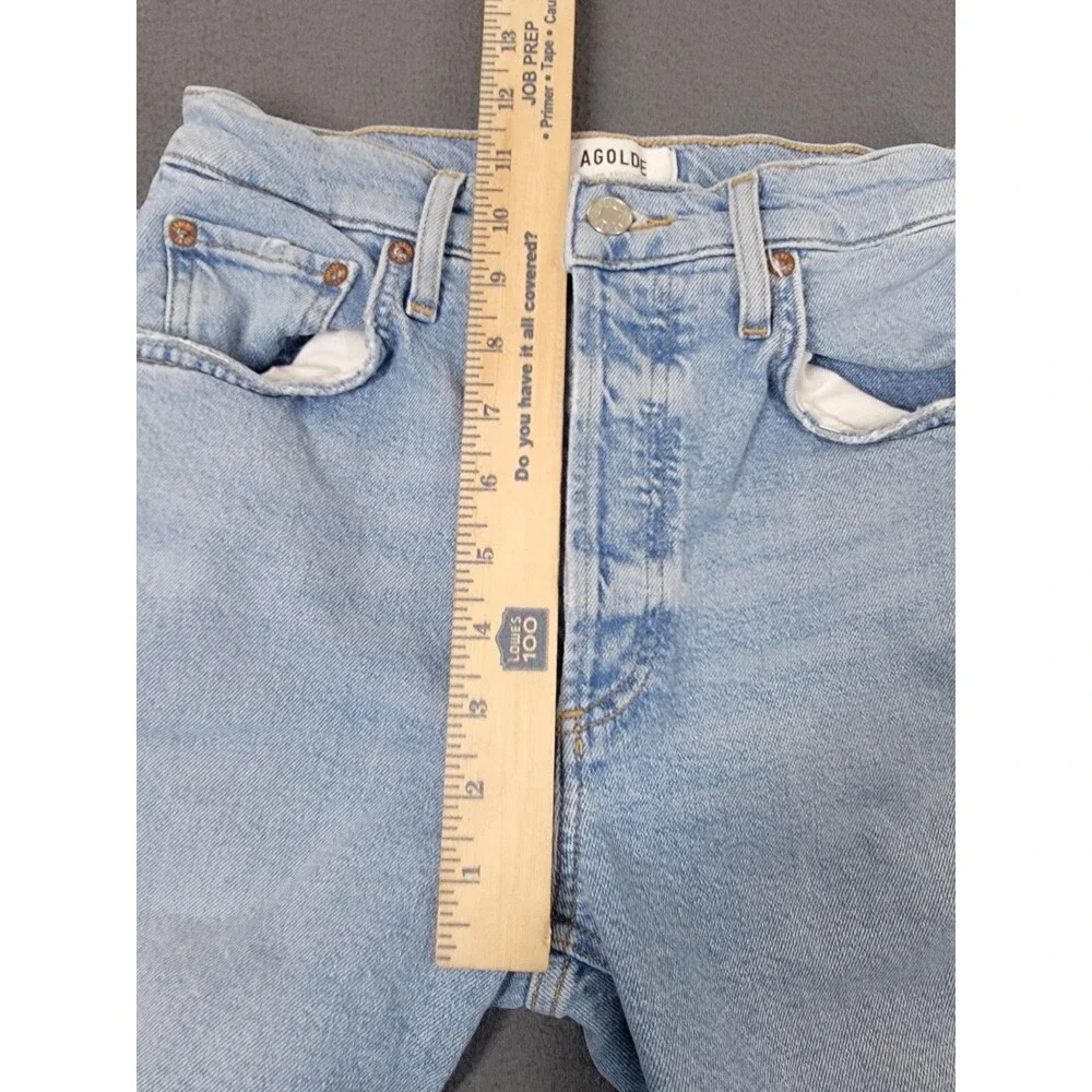 AGOLDE Jeans Womens 25 Light Wash Riley Crop High Rise Straight Leg Button Fly‎